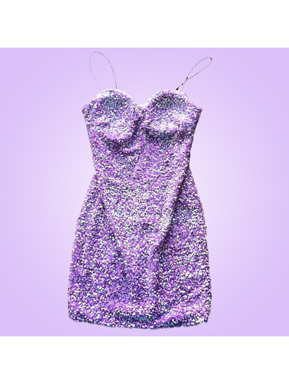 Allison + Kelly Purple Iridescent Sequin Mini Dress
